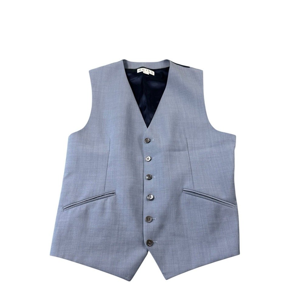 Reiss Stone Blue Wool Mohair Men's Waistcoat Size‎ 40R Mint